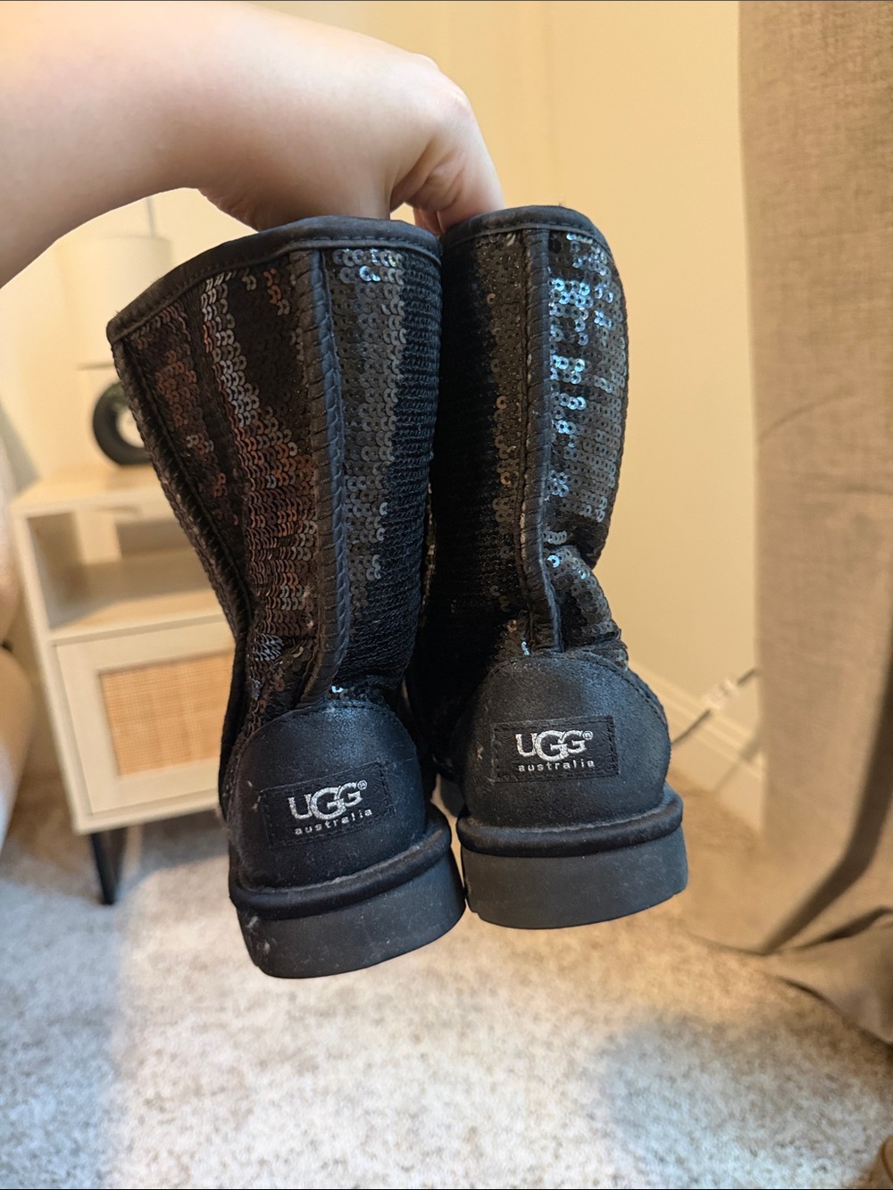 UGG Black Sequin Short Boots